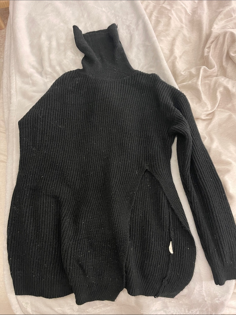 Black Turtleneck Ribbed Sweater